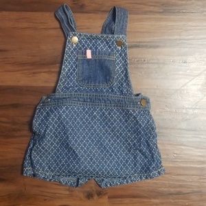2T Girls Denim Skorted Overalls
